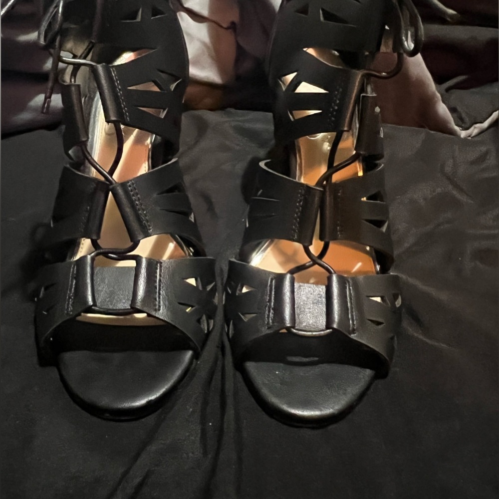 Black strappy heels
